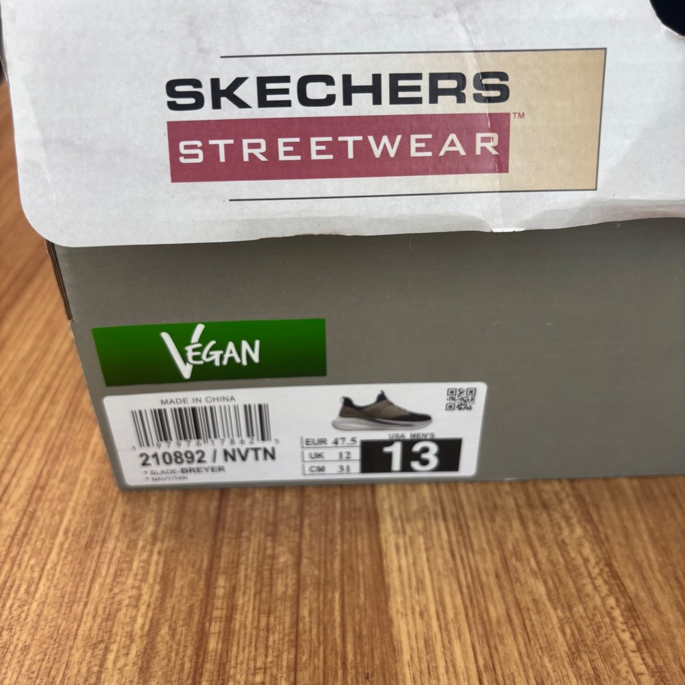 Skechers Slade Breyer Mens 13 Navy Tan Relaxed Fit Vegan Sneakers 210892 - Picture 10 of 10